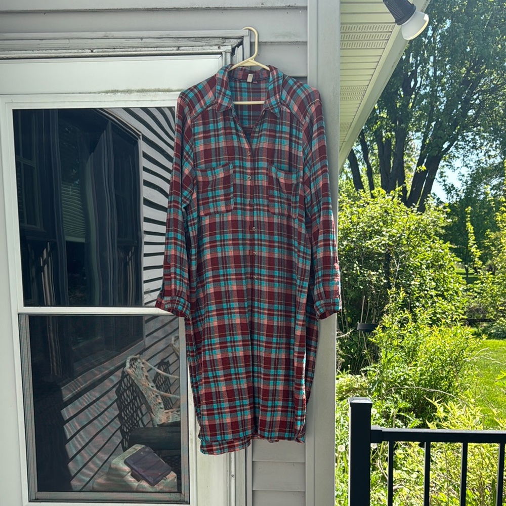 Pilcro Plaid Long Sleeve Shirt Dress